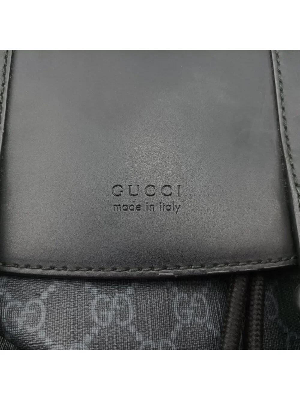 Gucci GG Supreme Black Gray Navy Red Leather Backpack